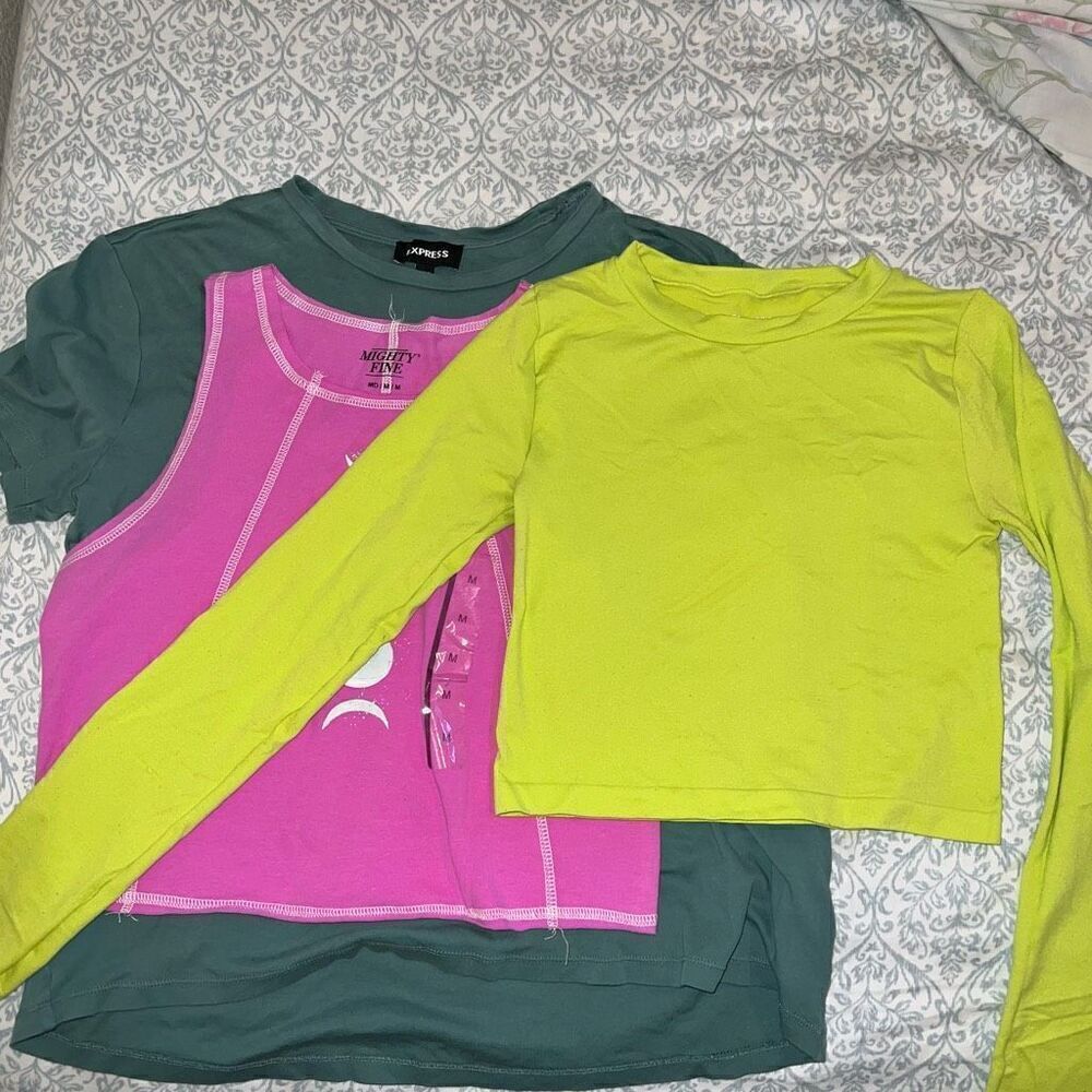Neon moon phase goth Crop top bundle set size M
